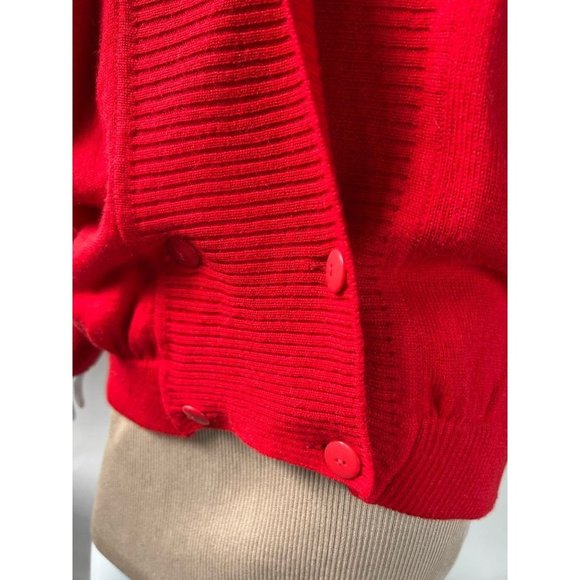 Vintage Laura Lorani Womens Cardigan Sweater Red Wool Surplice Long Sleeve EU 42 - Picture 5 of 12